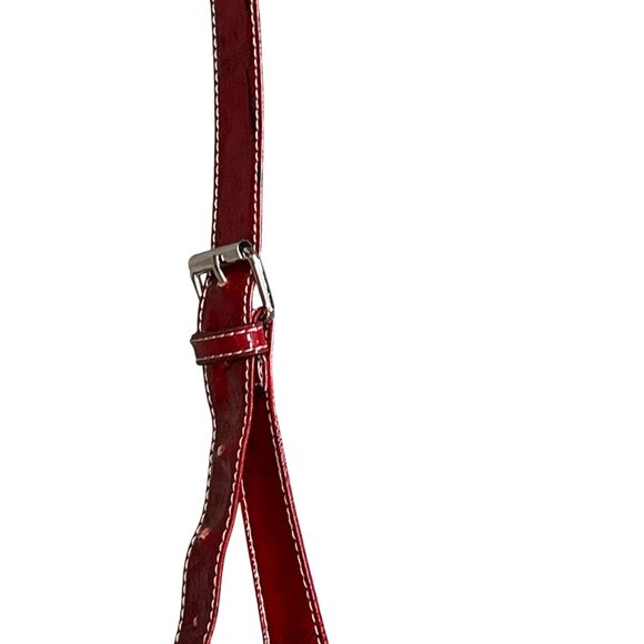 MUNDI Red Patent Leather Vintage Style Crossbody Bag - Picture 10 of 14